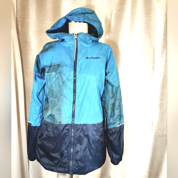 Columbia Jackets & Blazers - Columbia Tie dye Rain Jacket, Women, Pockets, hood, ZipUp, Black/ Blue, L